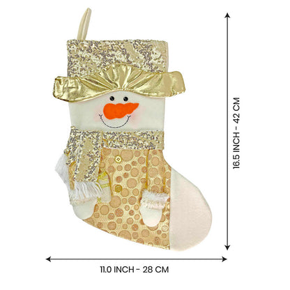 Golden Snowman Stockings Christmas Decoration | 11 x 17 inches