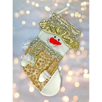 Golden Snowman Stockings Christmas Decoration | 11 x 17 inches