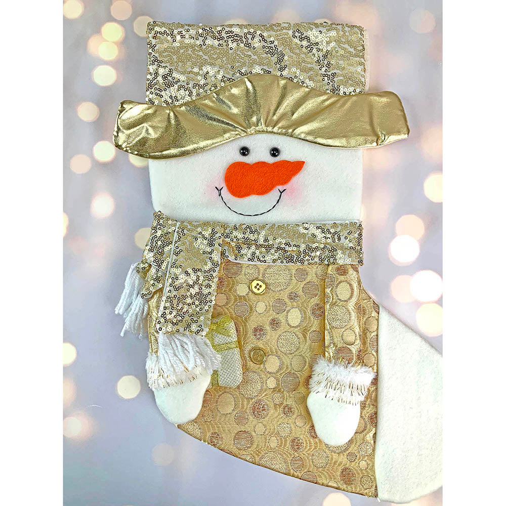 Golden Snowman Stockings Christmas Decoration | 11 x 17 inches