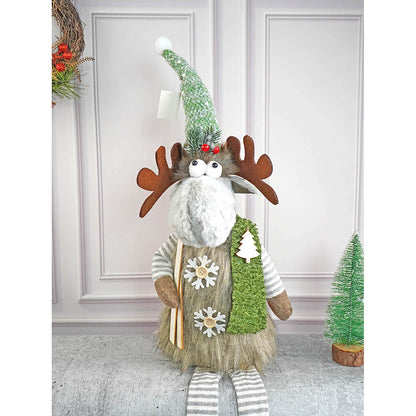 Grey Sitting Long Legs Reindeer With Ski Boards Table Christmas Decoration | 8 x 34 inches