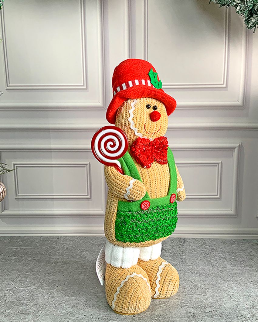 Lollipop Gingerbread Self Standing Man Christmas Table Decor | 6 x 5 x 15 inches