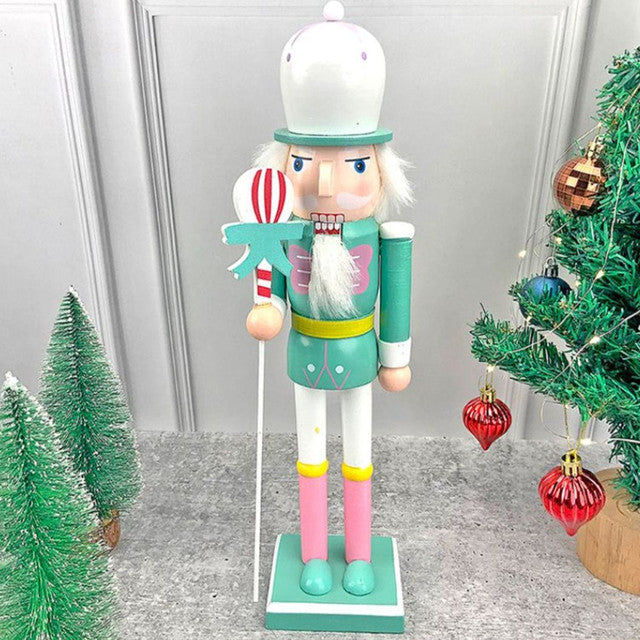 Wooden Pastel Green Baloon Nutcracker Self Standing Christmas Table Décor | 16 x 4 inches