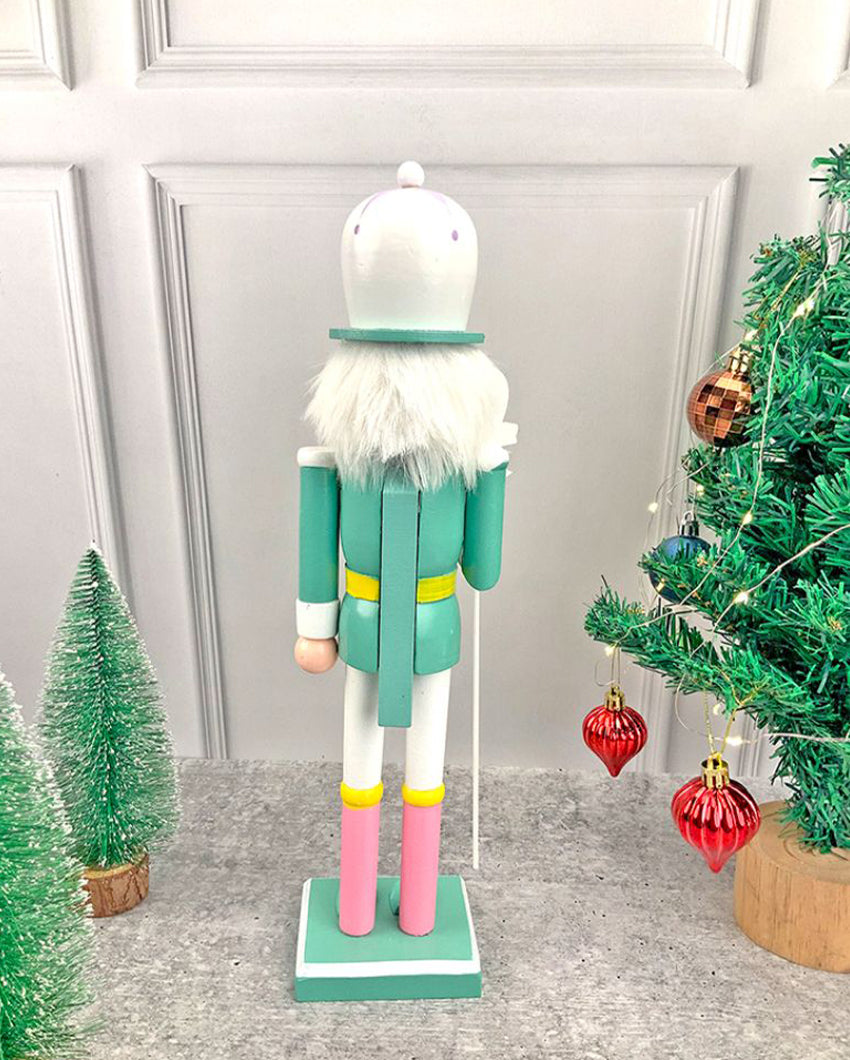 Wooden Pastel Green Baloon Nutcracker Self Standing Christmas Table Décor | 16 x 4 inches