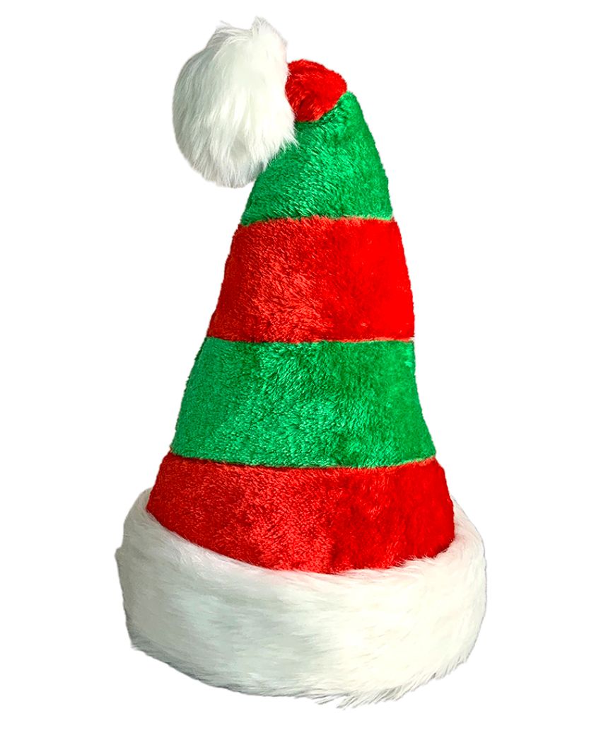 Stripes Furry Plush Velvet Christmas Party Hat | 12 x 14 inches