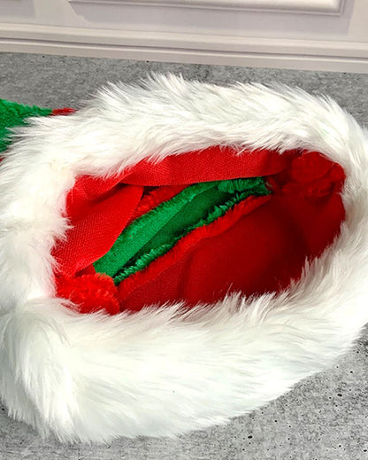 Stripes Furry Plush Velvet Christmas Party Hat | 12 x 14 inches