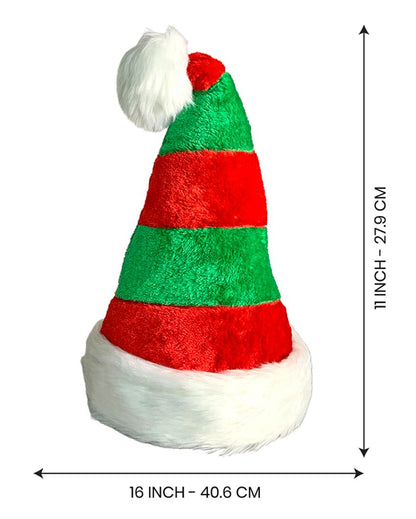 Stripes Furry Plush Velvet Christmas Party Hat | 12 x 14 inches