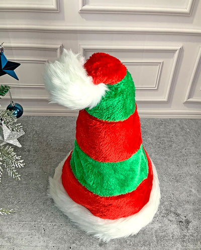 Stripes Furry Plush Velvet Christmas Party Hat | 12 x 14 inches