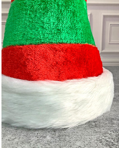 Stripes Furry Plush Velvet Christmas Party Hat | 12 x 14 inches