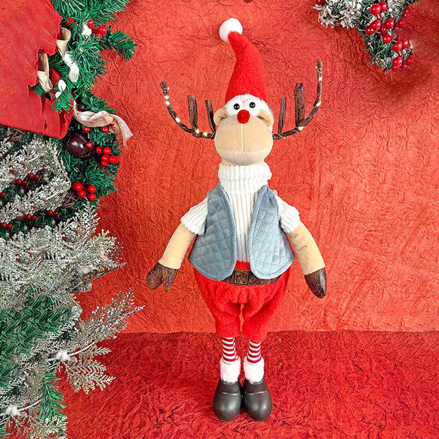 Grey Coat Rudolf Reindeer With Led Light Horns Christmas Decor | 12 x 12 x 27 inches