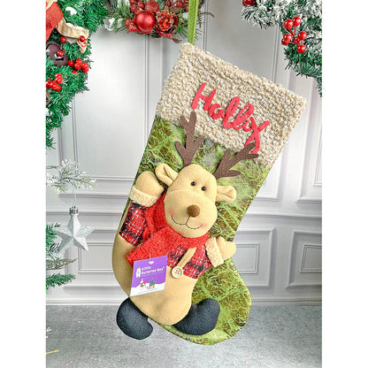 Holly Lettering Santa Stockings Christmas Decoration | 10 x 17 inches