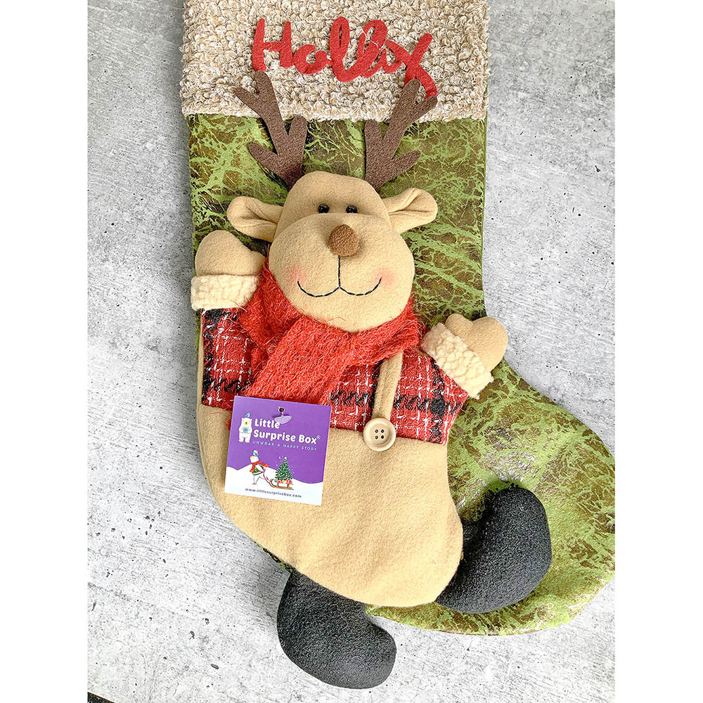 Holly Lettering Santa Stockings Christmas Decoration | 10 x 17 inches