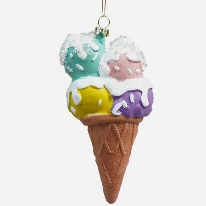 Glitter Ice Cream Scoops with Frosting Christmas Ornament Decoration | 3 x 6 inches