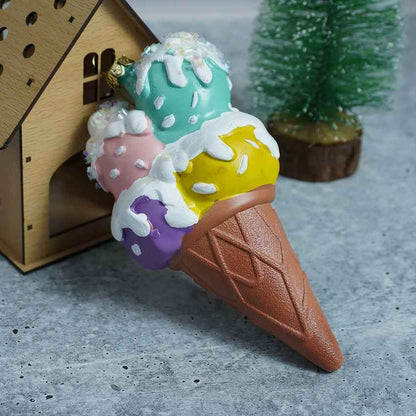 Glitter Ice Cream Scoops with Frosting Christmas Ornament Decoration | 3 x 6 inches