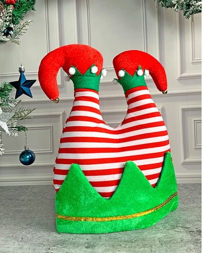 3D Inverted Elf Legs Plush Christmas Party Hat | 12 x 14 inches