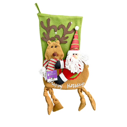 Santa Long Hanging Knot Legs Stockings Christmas Decoration | 11 x 17 inches