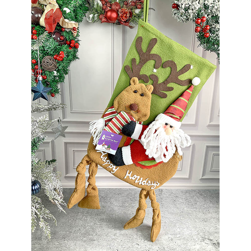 Santa Long Hanging Knot Legs Stockings Christmas Decoration | 11 x 17 inches