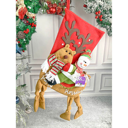 Snowman Long Hanging Knot Legs Stockings Christmas Decoration | 11 x 17 inches