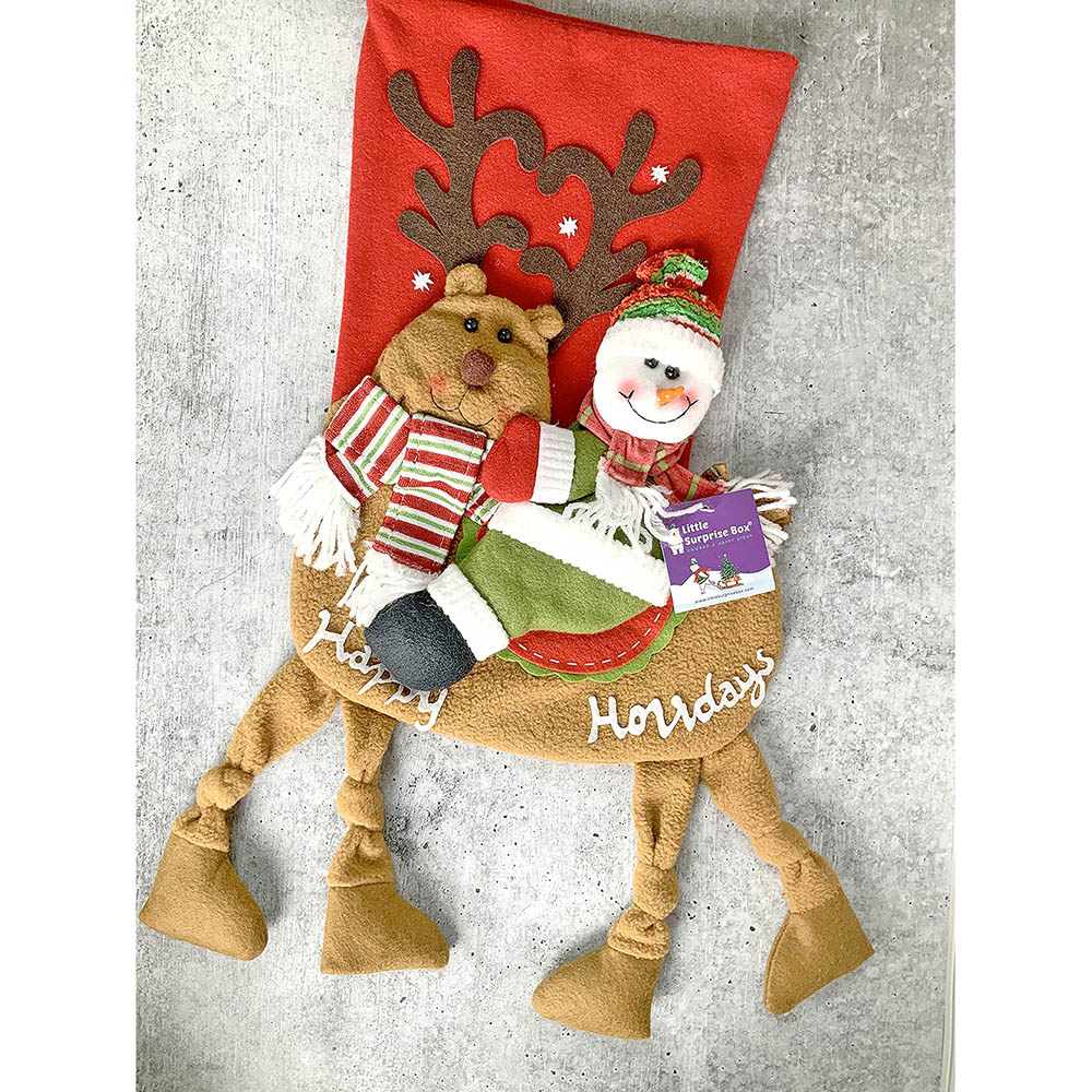 Snowman Long Hanging Knot Legs Stockings Christmas Decoration | 11 x 17 inches