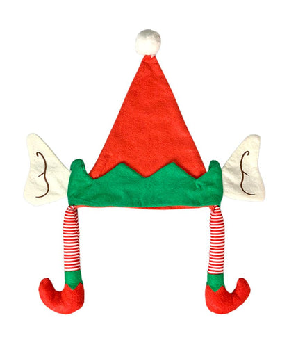 Elf Legs & Ears Felt Plush Velvet Christmas Party Hat | 12 x 14 inches