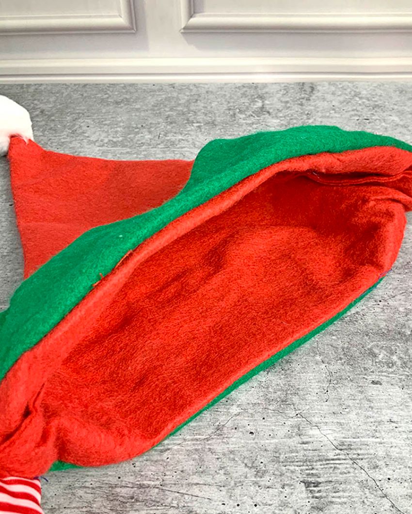 Elf Legs & Ears Felt Plush Velvet Christmas Party Hat | 12 x 14 inches