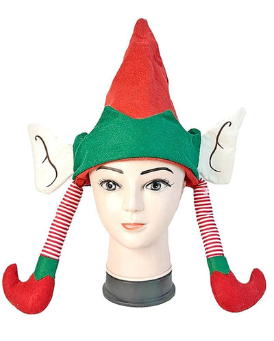 Elf Legs & Ears Felt Plush Velvet Christmas Party Hat | 12 x 14 inches