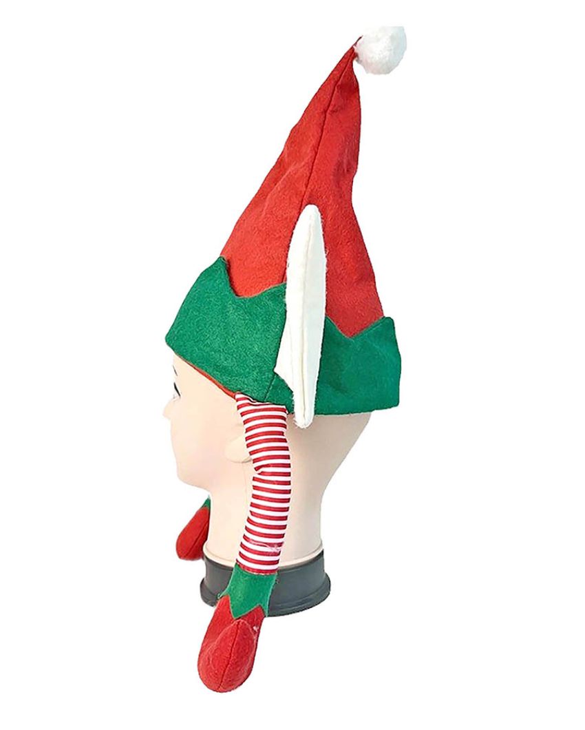 Elf Legs & Ears Felt Plush Velvet Christmas Party Hat | 12 x 14 inches