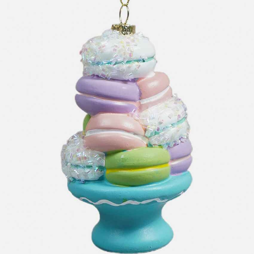 Glitter Macaroons Stacked with Shimmer Christmas Ornament Decoration | 3 x 6 inches