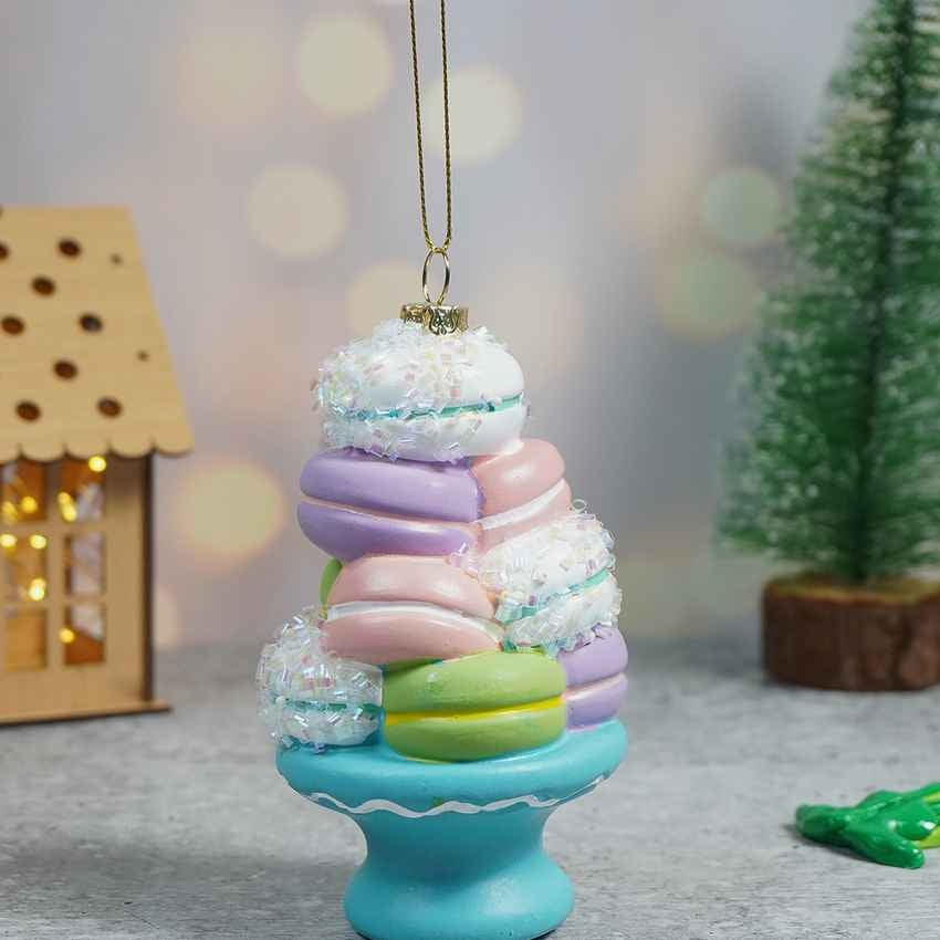 Glitter Macaroons Stacked with Shimmer Christmas Ornament Decoration | 3 x 6 inches