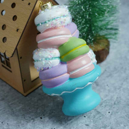 Glitter Macaroons Stacked with Shimmer Christmas Ornament Decoration | 3 x 6 inches