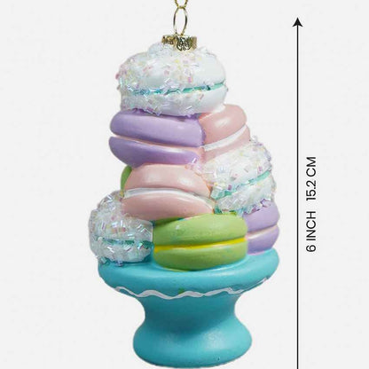 Glitter Macaroons Stacked with Shimmer Christmas Ornament Decoration | 3 x 6 inches