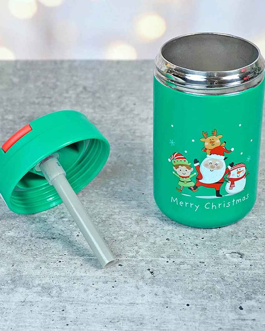 Mini Green Bottle with Red Lid Stainless Steel Sipper Bottle | 3 x 6 inches | 400 ml