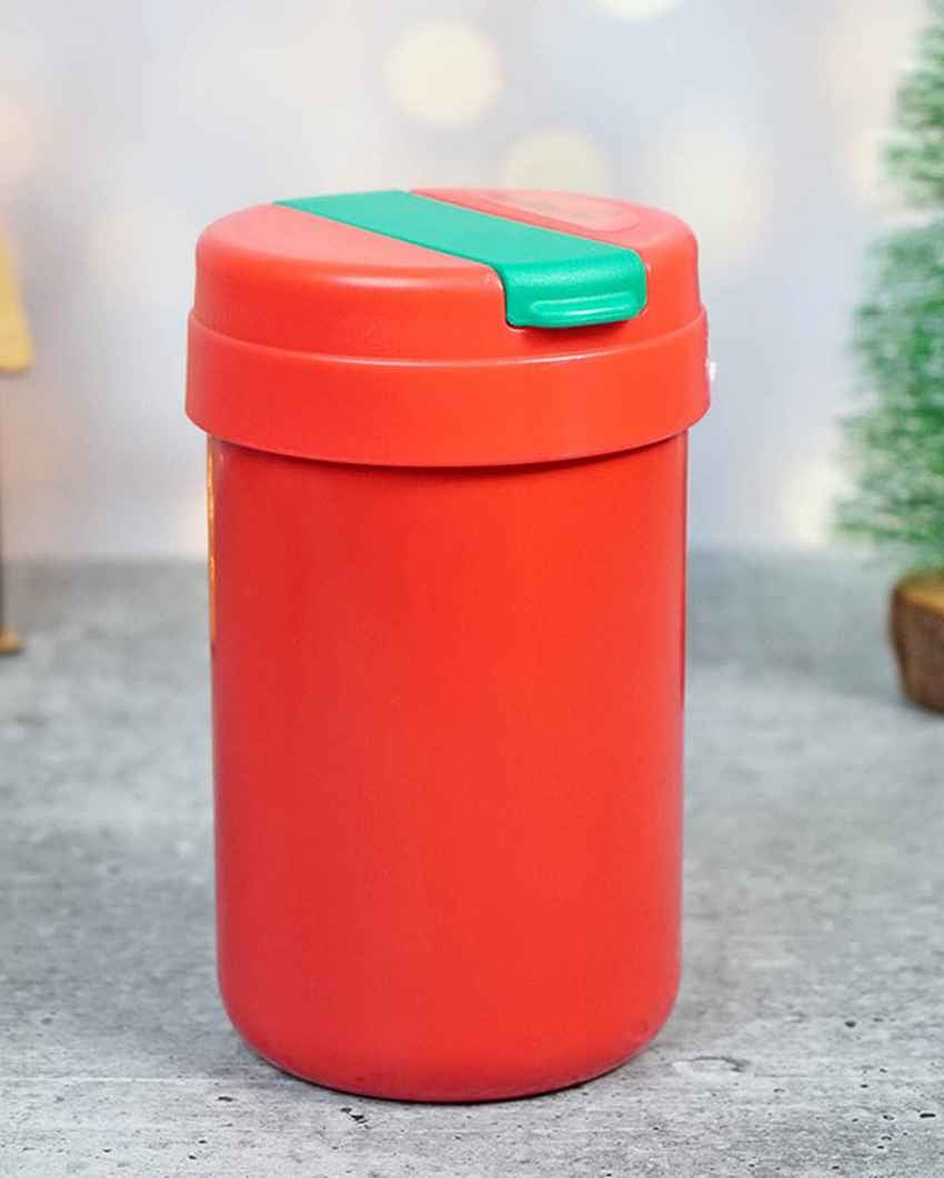 Red Bottle with Green Lid Stainless Steel Sipper Bottle | 3 x 6 inches | 400 ml