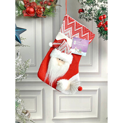 Mini Snowflake Santa Stockings Christmas Decoration | 7 x 10 inches