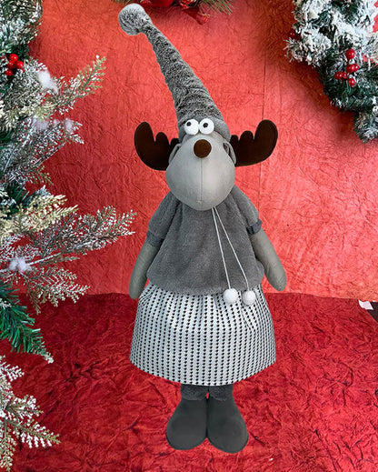 Grey Dress Mrs.Reindeer Christmas Decor | 12 x 12 x 35 Inches