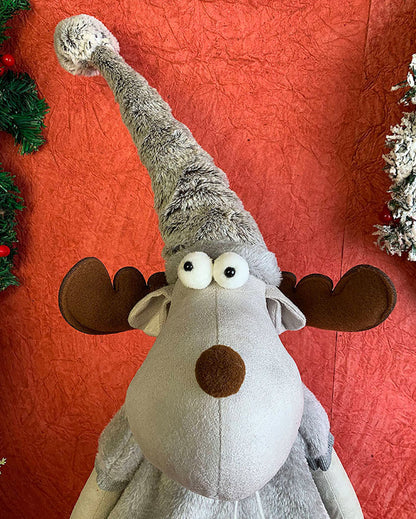 Grey Dress Mrs.Reindeer Christmas Decor | 12 x 12 x 35 Inches