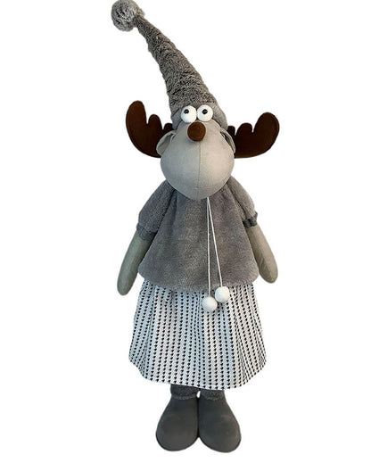 Grey Dress Mrs.Reindeer Christmas Decor | 12 x 12 x 35 Inches