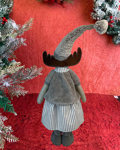 Grey Dress Mrs.Reindeer Christmas Decor | 12 x 12 x 35 Inches