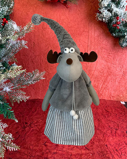 Grey Dress Mrs.Reindeer Christmas Decor | 12 x 12 x 35 Inches