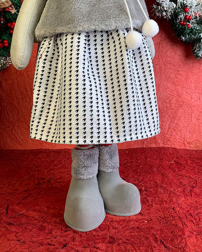 Grey Dress Mrs.Reindeer Christmas Decor | 12 x 12 x 35 Inches