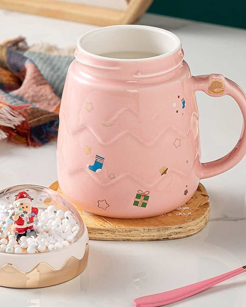 Playful Pink Ceramic 3D Globe Lid Mug | 330 ML | 7 x 9 inches