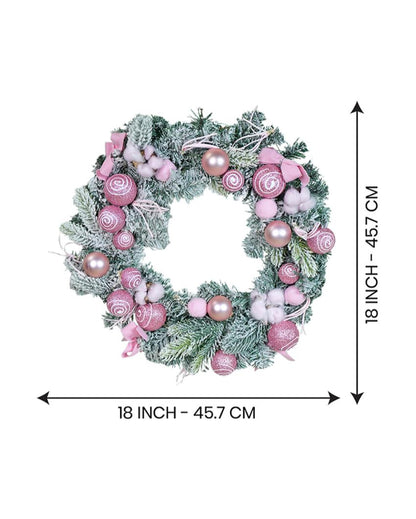 Red & White Swirl Artificial Bushy Christmas Wreath For Wall Door & Tree | 18 inches