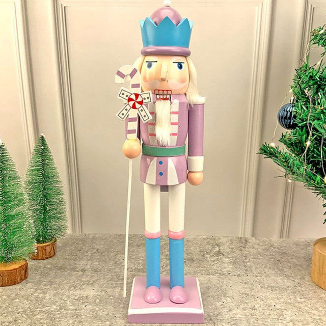 Wooden Pastel Purple Candycane Nutcracker Self Standing Christmas Table Decor | 16 x 4 inches