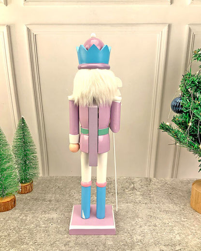 Wooden Pastel Purple Candycane Nutcracker Self Standing Christmas Table Decor | 16 x 4 inches