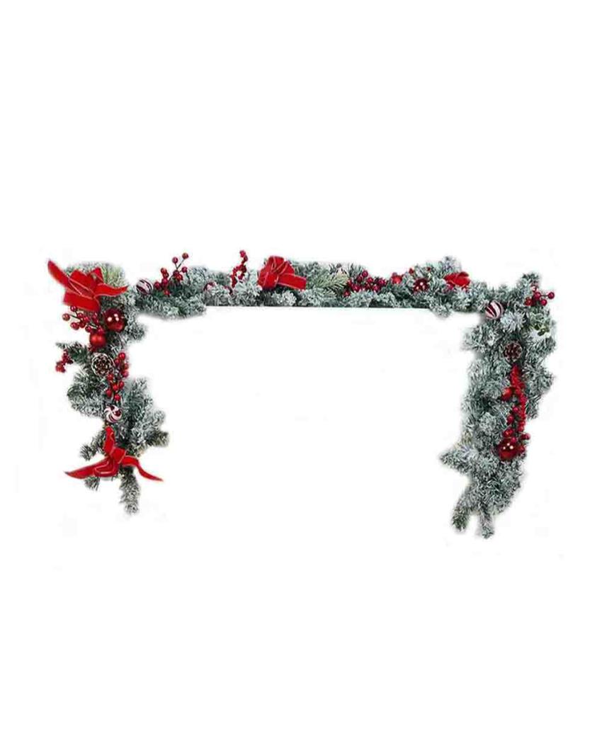 Swirl Christmas Garland With Bows Wall Decoration | 78 inches