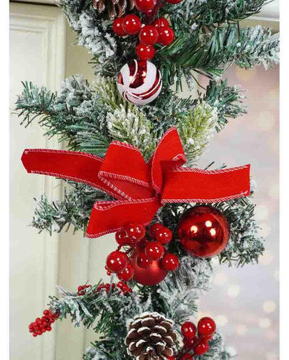 Swirl Christmas Garland With Bows Wall Decoration | 78 inches