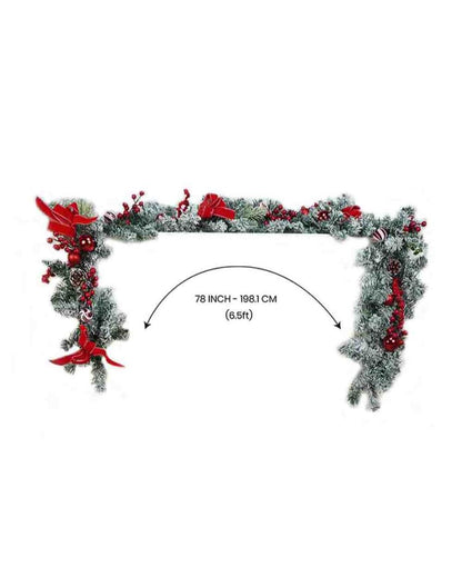 Swirl Christmas Garland With Bows Wall Decoration | 78 inches