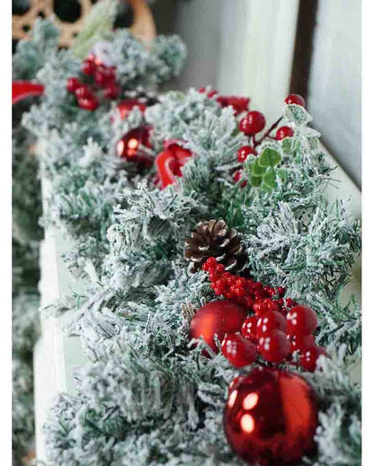 Swirl Christmas Garland With Bows Wall Decoration | 78 inches