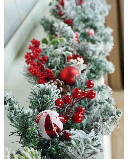 Swirl Christmas Garland With Bows Wall Decoration | 78 inches