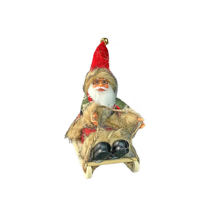 Green Red Sitting Sledge Santa Tree Ornaments Christmas Decoration | 5 x 7 inches