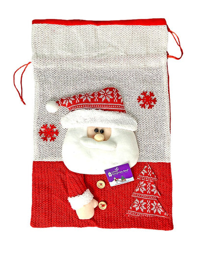 Santa Felt Knitted Christmas Sack And Gift Bag  | 13 x 21 inches